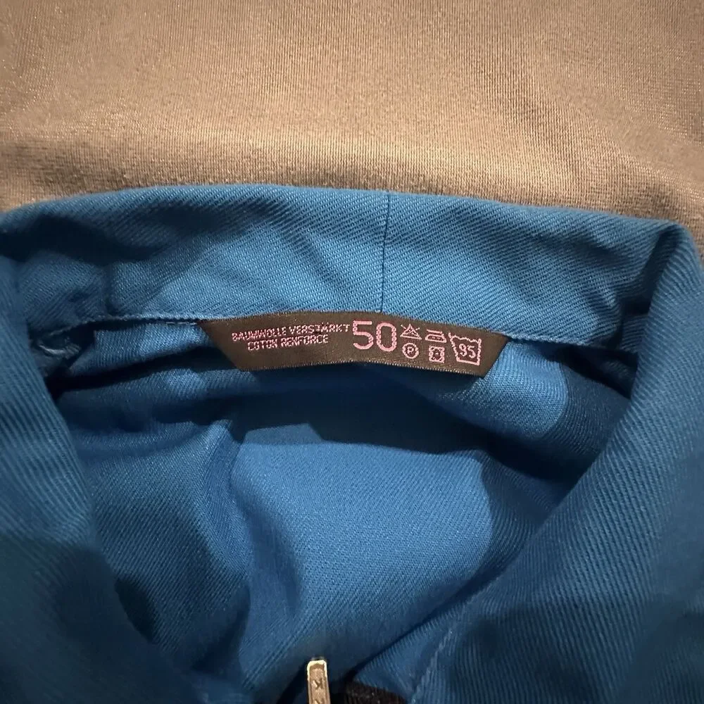 Vintage 80s French Overalls Mens 50 Workwear Zip Collar Canvas Cotton Reinforce